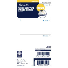 Filofax 2020 Personal/Compact Week to View Refill, English, Jan 2020- Dec 2020, 6.75 x 3.75 inches (20-68421)