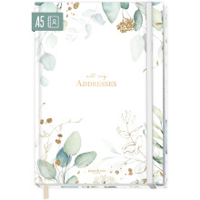 Paper&You? A5 Address Book with A-Z Index [Gold Leaf] for Contacts, Birthdays & passwords - Sustainable & Climate-Friendly