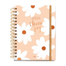 Miquelrius - 2024 Slow Life Annual Diary, Week View, Plus Size 155 x 213 mm (Similar A5), Hard Cover, Spiral Binding, Elastic Closure, Multilingual,