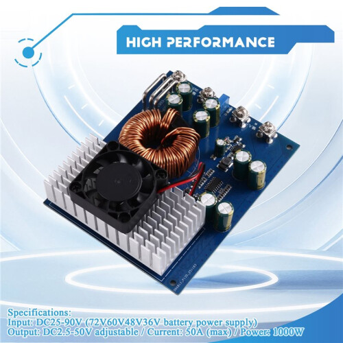 1000W 50A Decrease Power Module  25V-90V to  2.5V-50V for Buck Adjustable Converter Stabilizer Power Supply Board 2