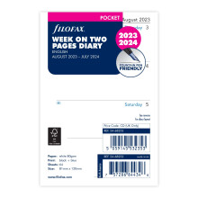 Filofax Pocket Week on Two Pages Mid Year Diary August 23 - July 24, White