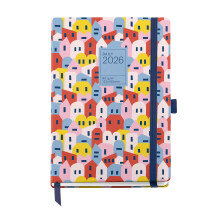 Miquelrius - 2026 Day Per Page Diary, Easy to Carry (122 x 168 mm), Daily Planning, Hard Cardboard Cover, Spiral, Elastic Closure, Paper 80 g/m?,