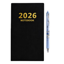 LIANRISES A6 Diary 2026 Week To View, Small Diary 2026 Pocket, Black Leather Cover, for School Home Office With Random Erasable Pen