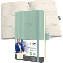 SIGEL C2439 Conceptum Weekly planner 2024, approx. A6, Green, softcover, 2 pages equal to 1 week, 176 pages