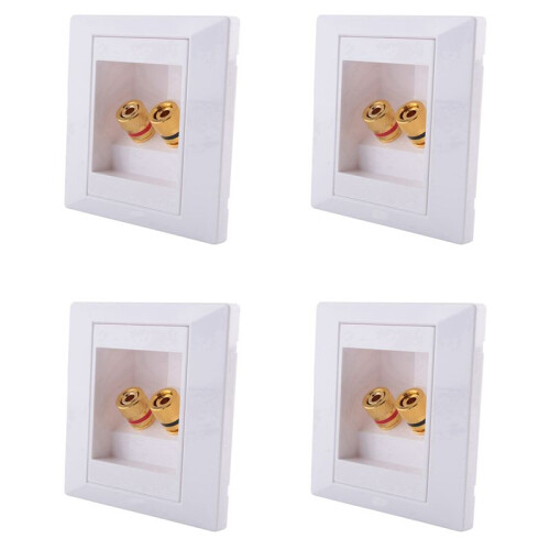 4X Wall Socket Connection Port with 2 Jack Speaker White 1