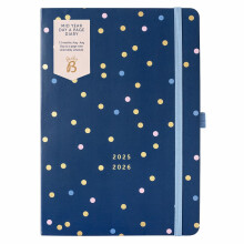 Busy B A5 Day- A-Page Diary - Mid-Year Academic Diary - Aug 25 - Aug 26 ? Navy Spot Journal - Planner with Day a Page layout, Pen Loop, Notes,