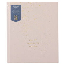 Busy B Large Faux Leather Address Book with Alphabetical tabs, Address Change Stickers & Pocket - Rose