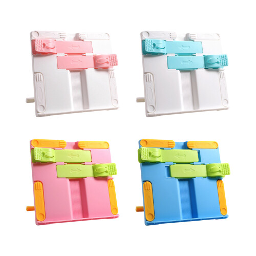 Foldable Plastic Textbook Stand with Page Clip for Book-Blue 1