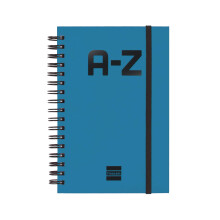 Finocam - Double Spiral Alphabetical Address Book and Elastic Band Closure | 48 Sheets | Small Alphabetical Contacts Organiser Bound with Double