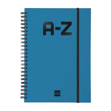 Finocam - Double Spiral Alphabetical Address Book and Elastic Band Closure | 48 Sheets | A5 Double Spiral Bound Alphabetical Contacts Organiser -