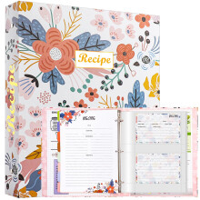 Hihealer Recipe Book Binder -Mothers Day Gifts Large 3 Ring A4 Kit to Write in Your Own Recipes with Recipe Pages*115, Recipe Cards*60, Unique Gifts