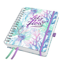 SIGEL J6604 Spiral diary Jolie 2026-1 year - approx. A5 - Underwater Miracles - 2 pages = 1 week - hardcover - 120 gsm - purple/green/blue - 240 p. -