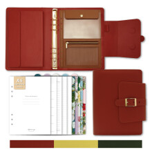 EGOSUNNY A5 Undated Leather Organiser Planner ? (14.7 x 21.1 cm), Refillable 6-Ring Binder with 80 Sheets, Dividers, Ballpoint Pen - Elegant