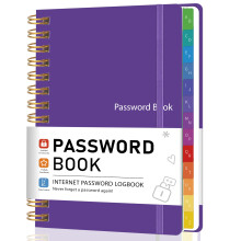 Password Book with Alphabetical Tabs, Spiral Hardcover Password Keeper Book for Seniors, 5.8" X 8.2" Medium Size Password Notebook, Individual &