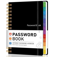 Password Book with Alphabetical Tabs, Spiral Hardcover Password Keeper Book for Seniors, 5.8" X 8.2" Medium Size Password Notebook, Individual &