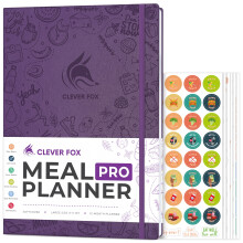 Clever Fox Meal Planner PRO ? Weekly Meal Prep & Nutrition Journal with Grocery List & Weigh Loss Tracker ? Diet & Fitness Log Book, 18x25.5cm