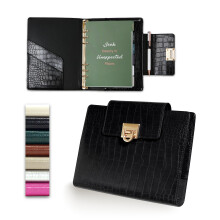 EGOSUNNY A5 Undated Leather Organiser ? (14.7 x 21.1 cm) Crocodile-Textured Planner, Refillable 6-Ring Binder with 80 Sheets, Dividers, Ballpoint Pen
