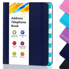 Address Book Small Pocket Size Hardback with Tabs, Telephone Address Book 288+ Adddress Place for Internet Website Address Contacts Password