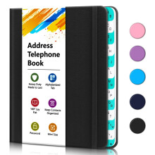 BLESWIN Small Address Book Pocket Size with Two-Colour Alphabetic A-Z Index Tabs, Telephone and Address Book Hardback& Large Print, Record 288 Address