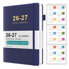 2026 Diary A5 Week to View, January 2026 to June 2027, 18-Month Organiser with Calendar Stickers, Monthly Tabs, Hardcover & Banded, Pen Loop, Inner
