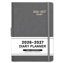 2026-2027 Diary - A5 Diary 2026-2027, Day Per Page from July 2026 to June 2026, with Faux Leather Cover, Monthly Tabs, Inner Pocket, 14.3 X 21 cm -