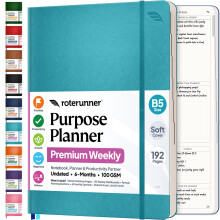 Roterunner Purpose Planner Notebook B5 7.5?x9.8? Undated Planner 2025 Daily Weekly and Monthly Productivity Goal Setting Tool for Work Home