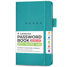 Clever Fox Password Book Pocket ? Small Internet Address & Password Journal Organizer ? Computer & Website Log-In Keeper Notebook (Turquoise)