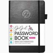 GoGirl Password Book with Alphabetical tabs ? Internet Address & Password Keeper Logbook for Password Organization, Journal Notebook for Saving
