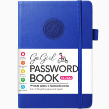 GoGirl Password Book with Alphabetical tabs ? Internet Address & Password Keeper Logbook for Password Organization, Journal Notebook for Saving