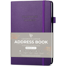 Legend Planner Address Book with Alphabetical Tabs ?Telephone Contacts Book for Phone Numbers, Addresses, Passwords, Medium (Purple)
