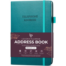 Legend Planner Address Book with Alphabetical Tabs ?Telephone Contacts Book for Phone Numbers, Addresses, Passwords, Medium (Dark Teal)