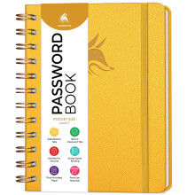 Clever Fox Password Book Spiral ? Mini Internet Address & Password Organizer with Laminated Alphabetical Tabs ? Small Password Keeper Journal ?