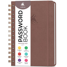 Clever Fox Password Book Spiral ? Internet Address Log Book with Alphabetical Tabs, Password Keeper & Organizer - Medium 15.5x19.6cm (Dark Terracotta)