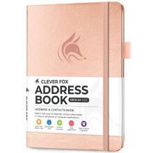Clever Fox Address Book with alphabetic tabs - PU Leather Telephone and Address Book for Keeping Contacts Safe, Contact Organizer Journal, Medium Size