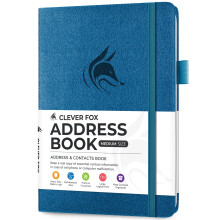 Clever Fox Address Book with alphabetic tabs - PU Leather Telephone and Address Book for Keeping Contacts Safe, Contact Organizer Journal, Medium Size