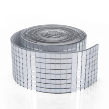 Art3dwallpanels Self-Adhesive Mosaic Tiles, Square Glass Mirror, Mosaic Tiles, Mirror for DIY-Craft Decoration (Silver, 1 Large Roll)