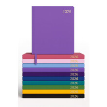 Top Sale 2026 A4 Week To View Yearly Diary with Hard Cover and Matching Ribbon Marker - Purple