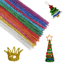KINGLAKE 100pcs Glitter Pipe Cleaners for Crafts Christmas, 30cm x 6mm Sparkly Coloured Crafts Pipe Cleaners, Long Chenille Stems for DIY Crafting