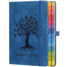 Address Book with Colorful Alphabetical Tabs (8.4" x 5.8") - Hardcover Telephone and Contact Organizer, with Space for Important Website Passwords and