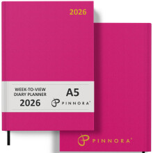 Pinnora 2026 Diary A5 Week to View, Deep Pink Year Planner Organiser 2026 Week To View, 2026 Planner, Home, School & Office, Hard Back 2026 Diaries,