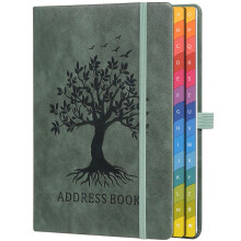 Address Book with Colorful Alphabetical Tabs (8.4" x 5.8") - Hardcover Telephone and Contact Organizer, with Space for Important Website Passwords and