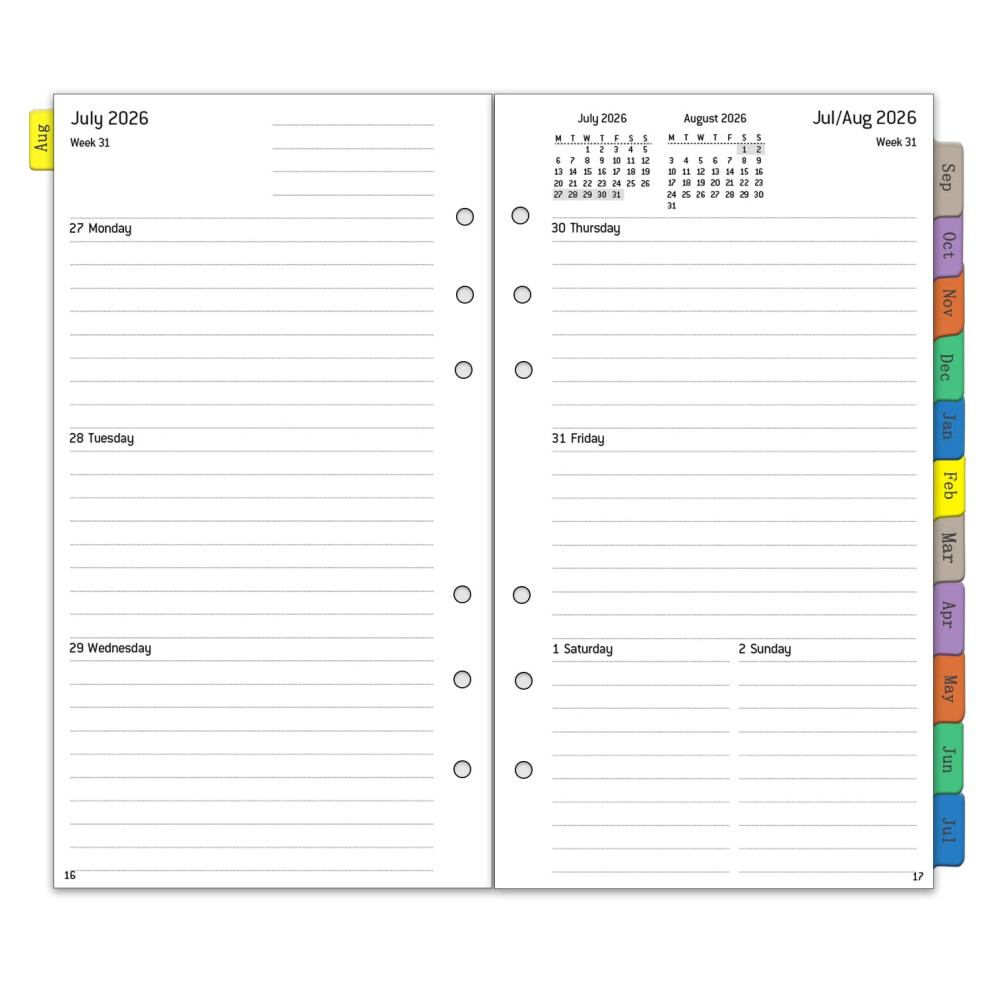 Photos - Notebook Personal Refill Diary  2027 Week on Two Pages, Aug  to Jul 2027, Monthly & Weekly Planner with Tabs, Notes, Contact, 2026