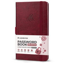 Clever Fox Password Book 2nd Edition ? Hardcover Password Keeper with Laminated Alphabetical Tabs ? Internet Address Notebook & Login Details