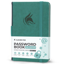 Clever Fox Password Book 2nd Edition Small ? Pocket Password Keeper with Laminated Alphabetical Tabs ? Internet Address Notebook & Login Details