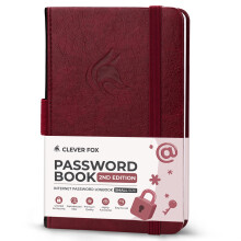 Clever Fox Password Book 2nd Edition Small ? Pocket Password Keeper with Laminated Alphabetical Tabs ? Internet Address Notebook & Login Details