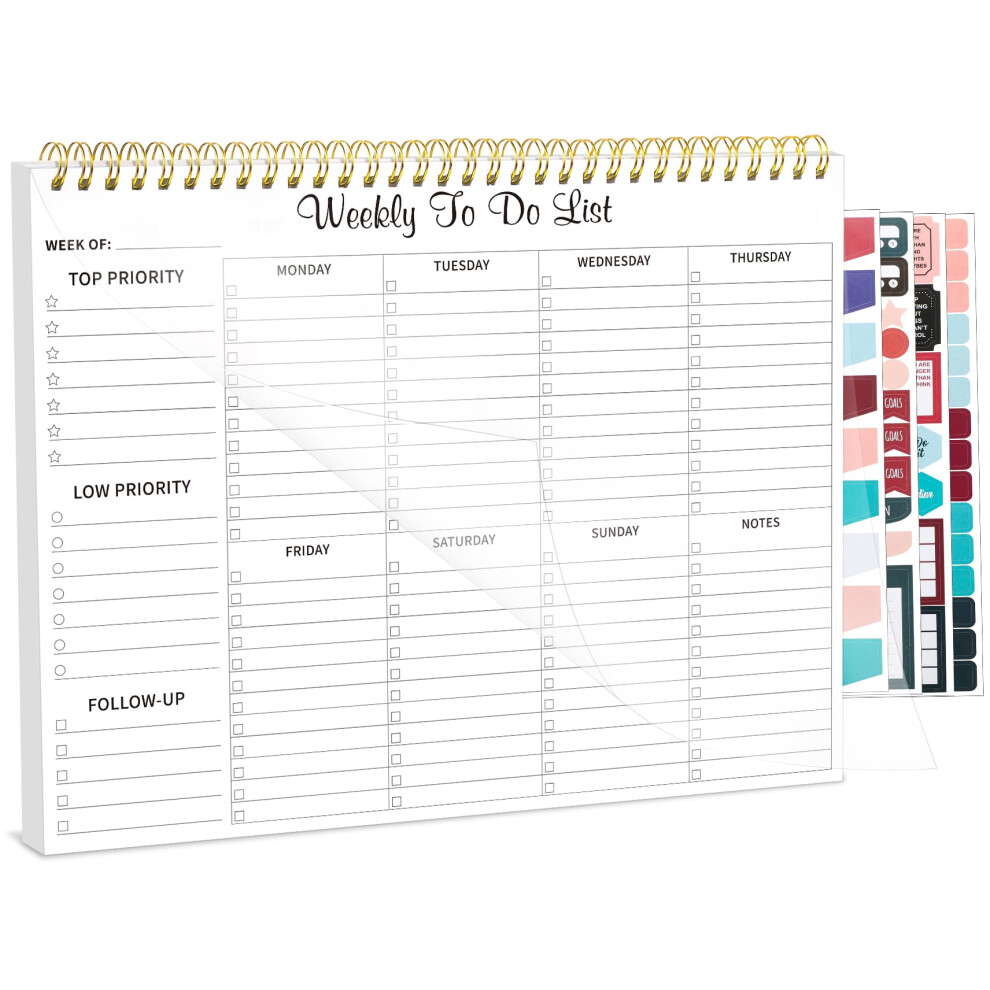 Photos - Notebook Thboxes Weekly Planner Notepad, Undated Weekly To Do List Pad 52 Tear off Sheets, Desk Planner with 4 Sheets Stickers for St