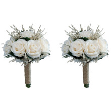 2X BuquêS de Noiva para Casamento, Buquê de Flores Artificiais Rosas Dama de Honra Segurando Flor, Buquê de Florista