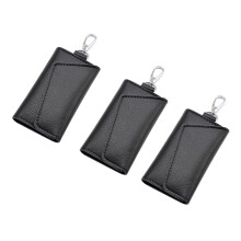 3X Keychain Men Women Key Holder Organizer Pouch Car Key Bag Wallet Housekeeper Key Case Card Bag Black