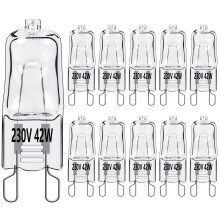 Vanke G9 Halogen Light Bulb 42W, Dimmable Capsule Bulbs Warm White 2800K, Energy Saver No Flicker Bulb, 840 Lumen, 10-Pack