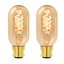 B22 Bayonet Vintage Light Bulb Dimmable, Warm White 2700K, Amber Glass, B22 BC Spiral Retro Filament Bulbs, T45 Antique Retro Light Bulb, Bayonet Dec